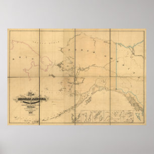 Ryskt Amerika Alaska för 1867 karta territorium Poster
