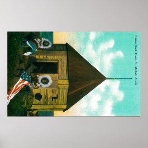 Ryskt kvarterhus i St Michael, Alaska Poster