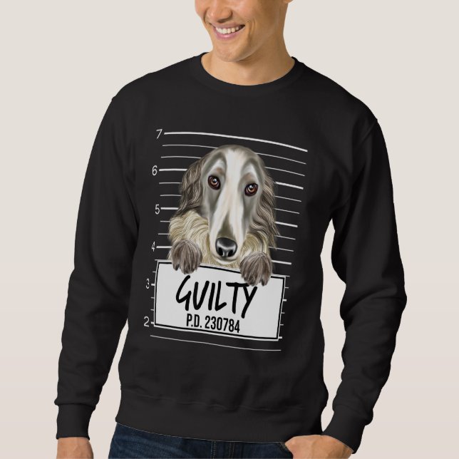 Ryskt Vinthund Mugshot Dömd Hund Lång Ärmad Tröja (Framsida)