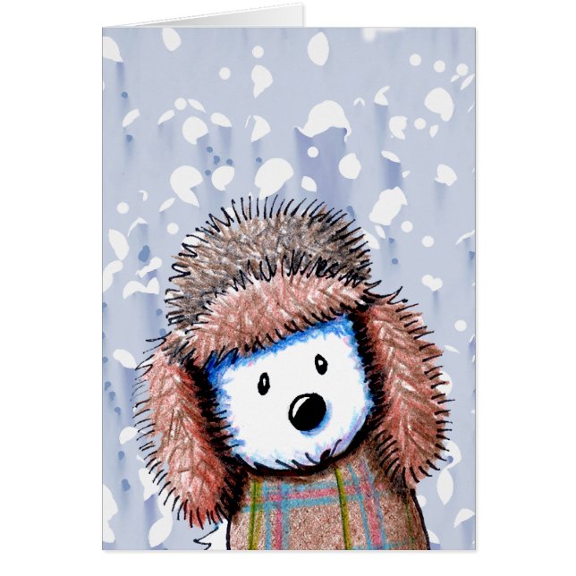 Ryskt Winter Hat Westie-kort OBS Kort (Framsidan)
