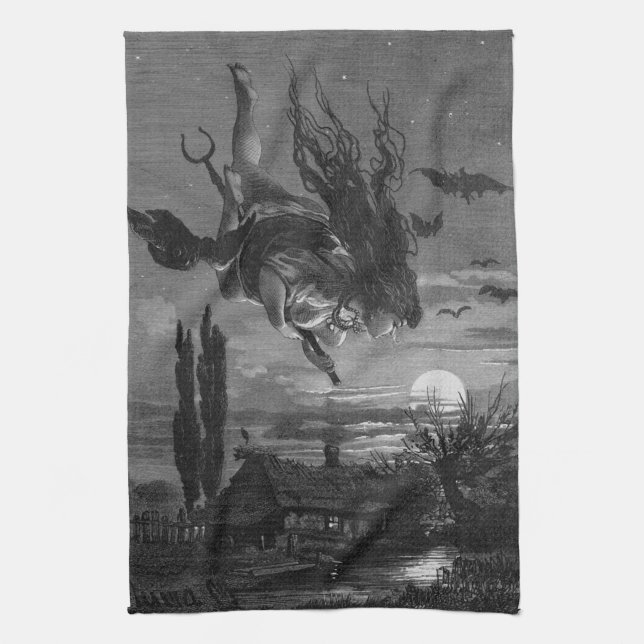 Ryskt Witch: Picturesque Russian Kitchen Towel Kökshandduk (Vertikal)