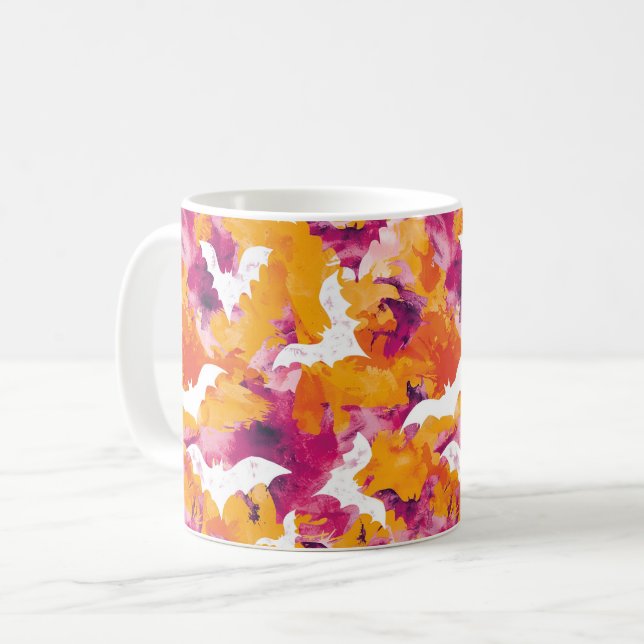 Rysliga halloweenfladdermöss kaffemugg (Framsida vänster)