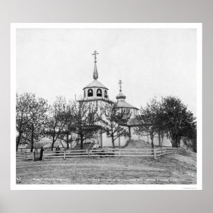 Rysskyrka som täckas av den Volcananic askaen 191 Poster