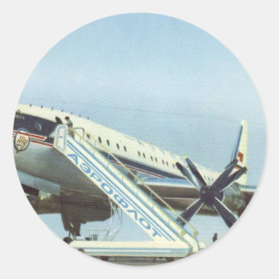 RYSSLAND Aeroflot Tu 114 AIRLINER Runt Klistermärke
