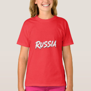 Ryssland Borste Flagga Typografi Design T Shirt