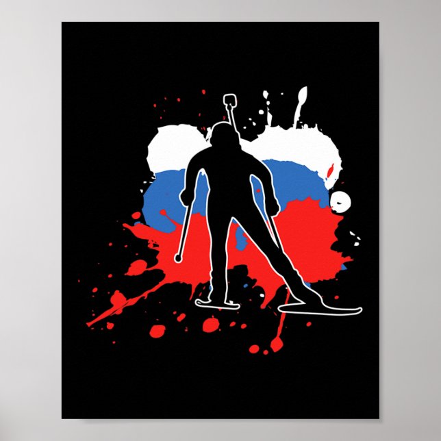 Ryssland Flagga Biathlonist - ryska Biathlon Poster (Framsidan)