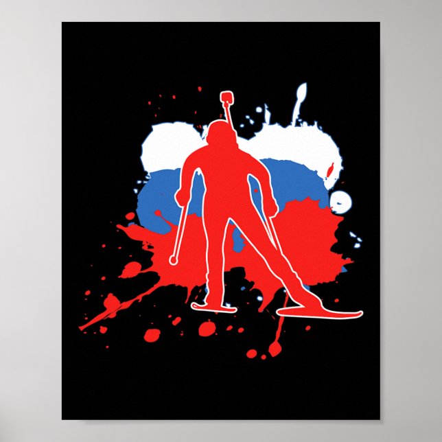 Ryssland Flagga Biatlonist - ryska Biathlon 1 Poster (Framsidan)