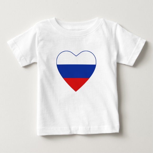 Ryssland Flagga Heart T-Shirt (Framsida)