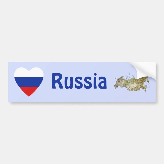 Ryssland Flagga Hjärta + Karta Bildäckslimma Bildekal (Framsidan)