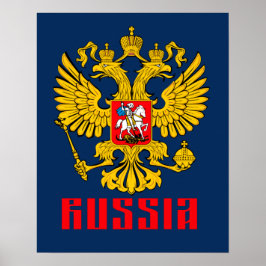 Ryssland Flagga Imperial Eagle ryska ortodoxa Poster