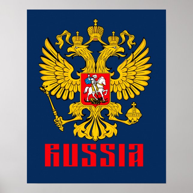 Ryssland Flagga Imperial Eagle ryska ortodoxa Poster (Framsidan)