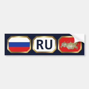 Ryssland Flagga Karta-kod Bumper Sticker Bildekal