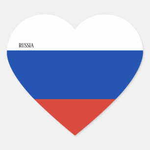 Ryssland Flagga Patriotic Hjärtformat Klistermärke