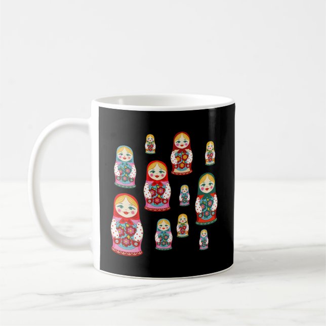 Ryssland Gift Russian Nests Dolls Matryoshka Retro Kaffemugg (Vänster)