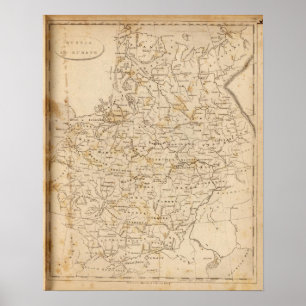 Ryssland i den Europa kartan vid Arrowsmith Poster