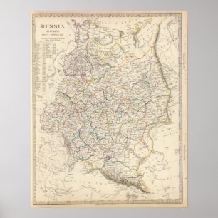 Ryssland i Europa den allmänna kartan Poster
