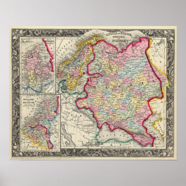 Ryssland i Europa, Sverige och Norge Poster (Framsidan)
