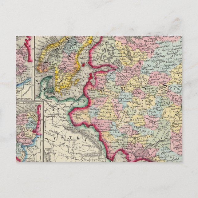 Ryssland i Europa, Sverige och Norge Vykort (Framsida)