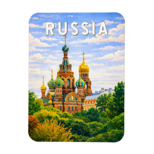 Ryssland Illustration Resa Konst Vintage Magnet