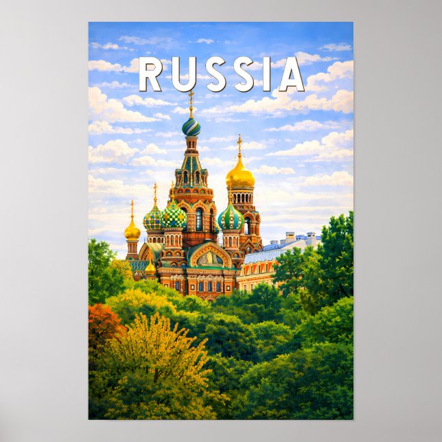 Ryssland Illustration Resa Konst Vintage Poster (Framsidan)