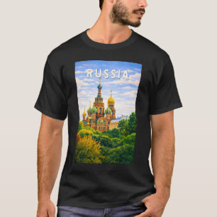 Ryssland Illustration Resa Konst Vintage T Shirt