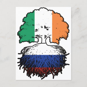 Ryssland, Irland, Träd, Flagga Vykort