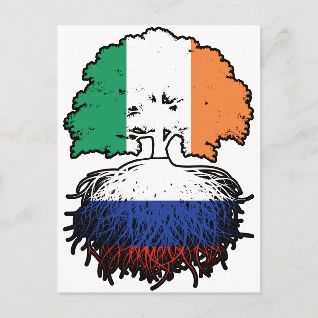 Ryssland, Irland, Träd, Flagga Vykort (Framsida)