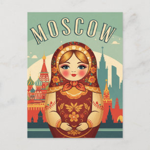 Ryssland Moskva Matroyshka Doll Travel Vykort