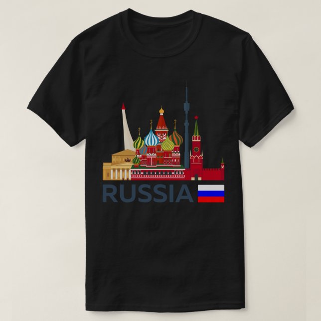 Ryssland, Moskvskylinen. Kremlin Sticker T Shirt (Design framsida)