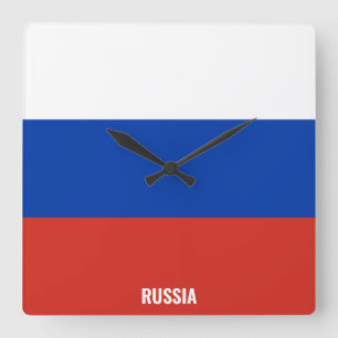 Ryssland National Flagga Patriotic Fyrkantig Klocka