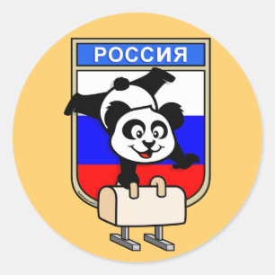Ryssland Pommel Horse Panda Runt Klistermärke