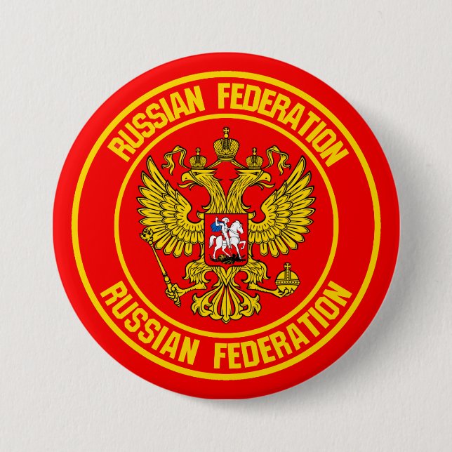 Ryssland Round Emblem Knapp (Framsida)