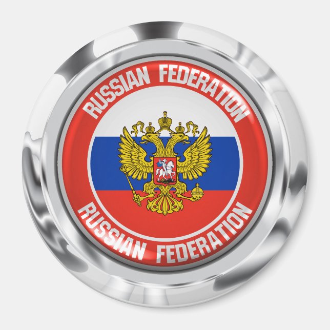 Ryssland Round Emblem Magnet (Framsidan)