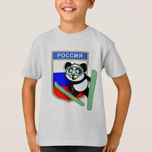 Ryssland Ski-hopping Panda T-shirt (Framsida)