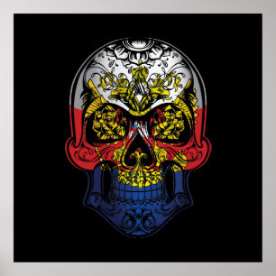 Ryssland Skull och Ro Flagga Poster