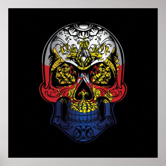 Ryssland Skull och Ro Flagga Poster (Framsidan)