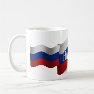 Ryssland som vinkar flagga kaffemugg