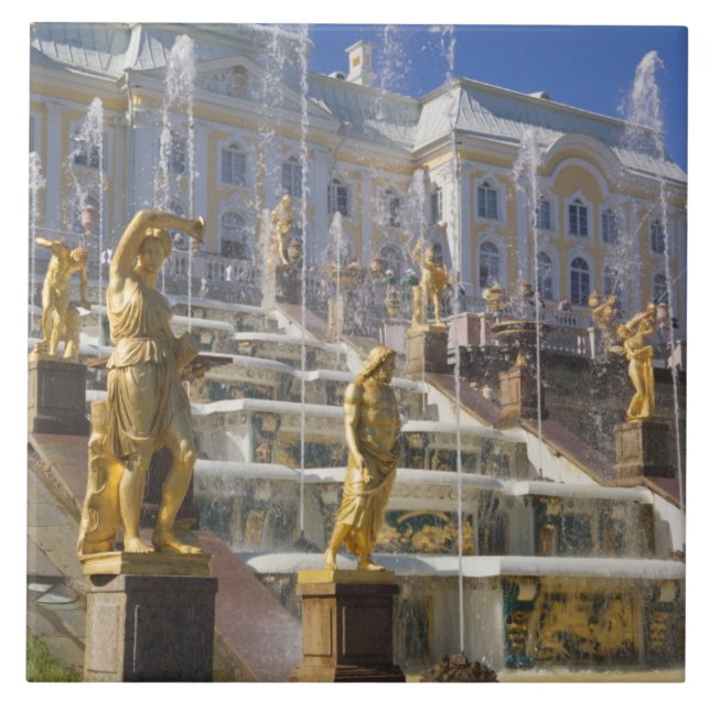 Ryssland, St. Petersburg, Den stora kaskaden, Kakelplatta (Framsidan)