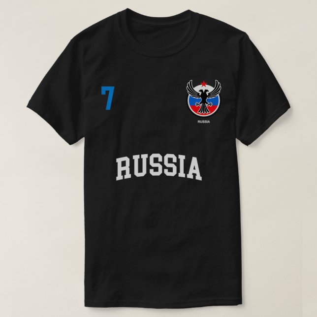 Ryssland Team Sports Number 7, ryska Flagga T Shirt (Design framsida)