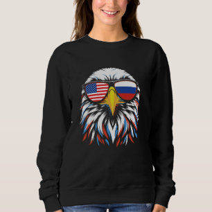 Ryssland USA flagga, ryska halva ryska patriotiska T Shirt