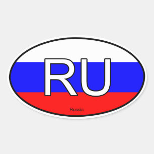 Rysslands Euro Sticker Ovalt Klistermärke