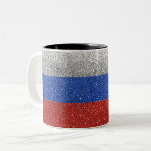 Rysslands Flagga Glitter Hemmakontokaffe Två-Tonad Mugg