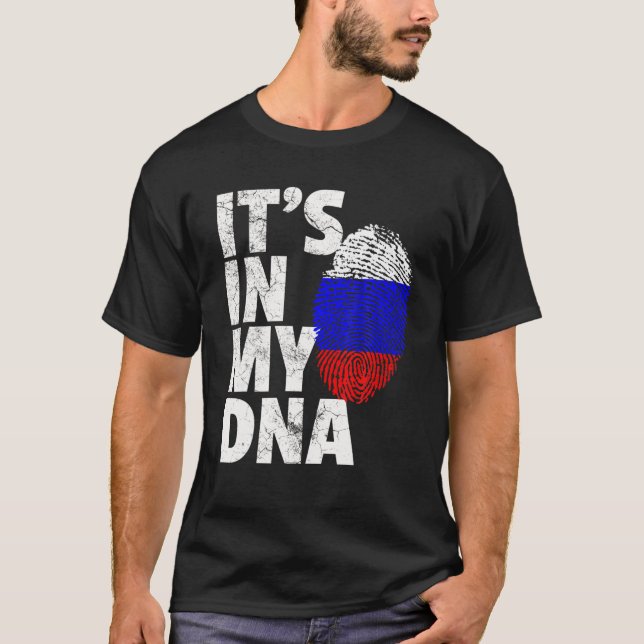 Rysslands Flagga I MIN DNA-julgåva T Shirt (Framsida)