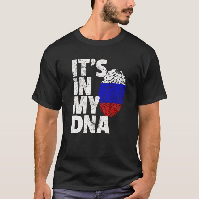 Rysslands Flagga I MIN DNA-julgåva T Shirt (Framsida)