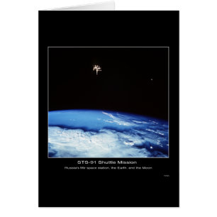 Rysslands Mir Space Station, jorden och Måne Hälsningskort