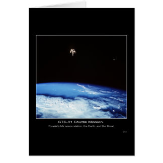 Rysslands Mir Space Station, jorden och Måne Hälsningskort