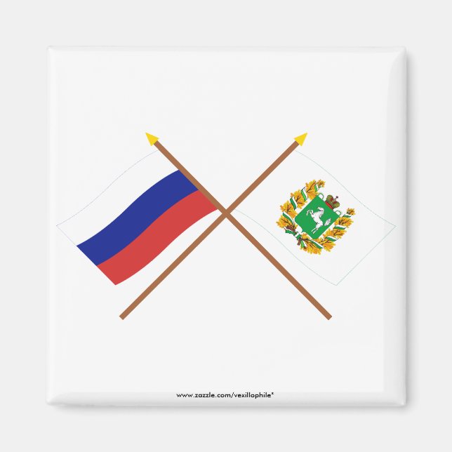 Rysslands och Tomsk Oblast:s flaggor över Ryssland Magnet (Framsidan)