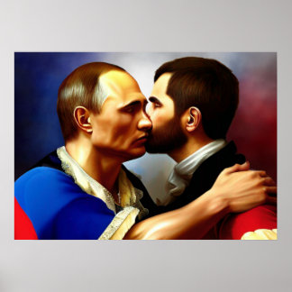 Rysslands president kysser en man poster