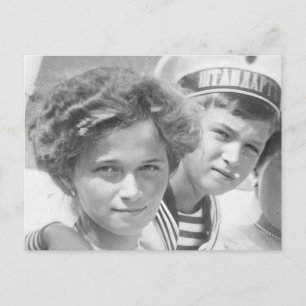 Rysslands tsar barn Olga och Tsarevitch Alexis Vykort