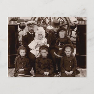Rysslands tsar och tsarina med barnen Romanov Vykort